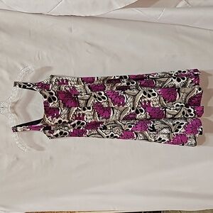 Nine West, Midi dress, Purple flowers, Full skirt, A-line, Size 2